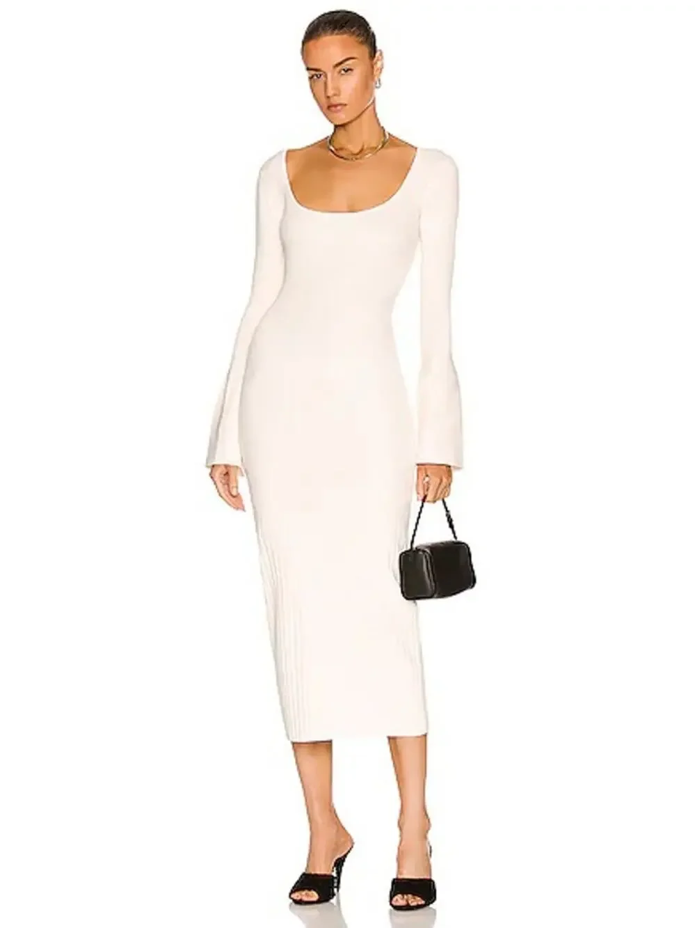 ivory pearl midi dress Ivory Coast Cowl Neck Beaded And Pearl Column Midi Wedding Dress